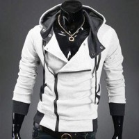 Sweat a capuche Hoodie Men Fashion Gilet sweater Outwear Blanc